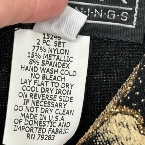 Alex Evenings Womens 2 pc Floral jacket Tank Top size Medium Black Gold sparkle - Picture 6 of 16